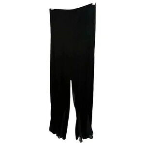 Alex Evenings Women's Black Velvet Wide-Leg Pants High-Rise L Evening Formal